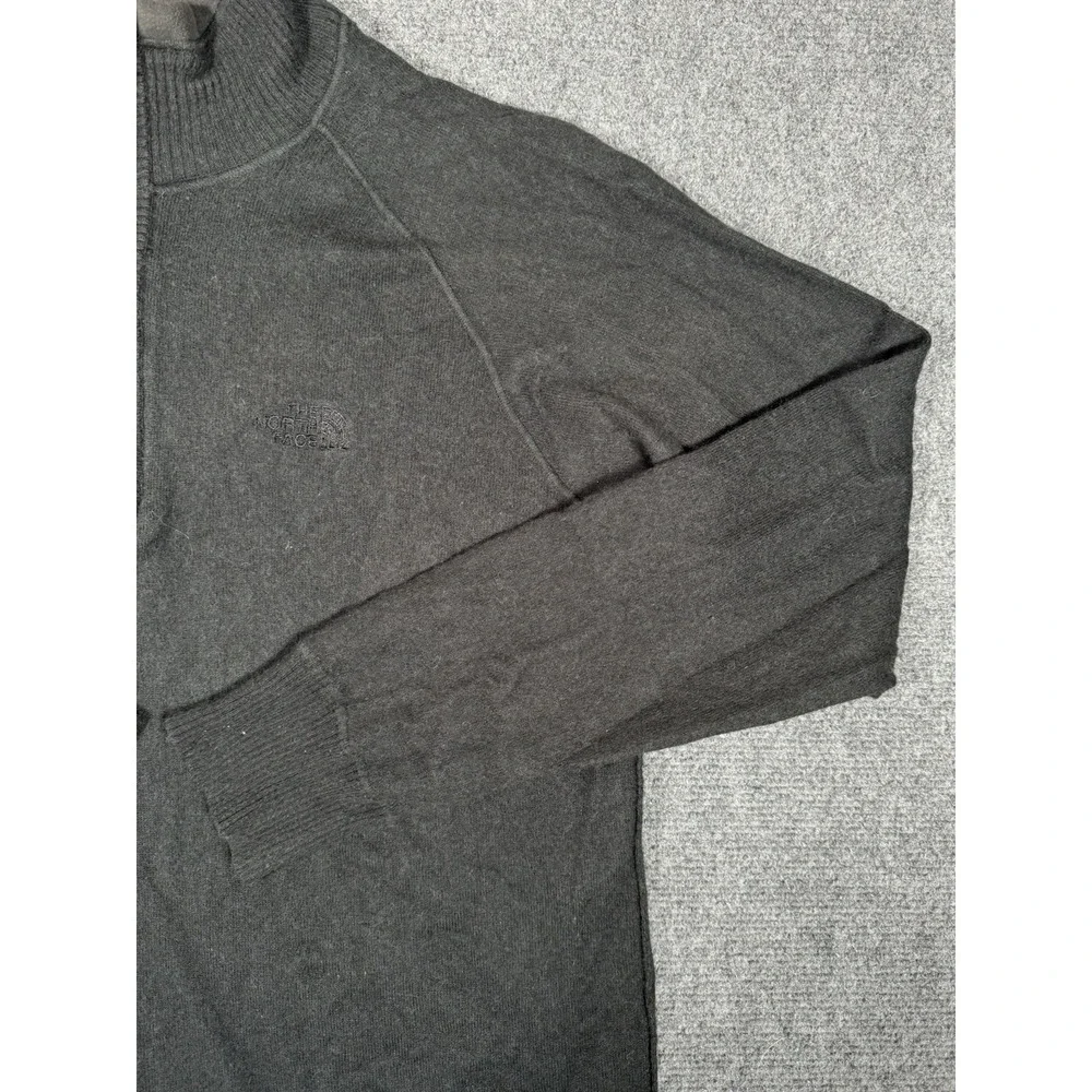 North Face Sweater Mens Medium Long Sleeve 1/4 Zip Black Wool  Pullover